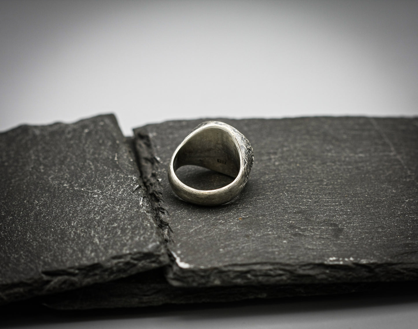 Pentagram sterling silver round signet ring