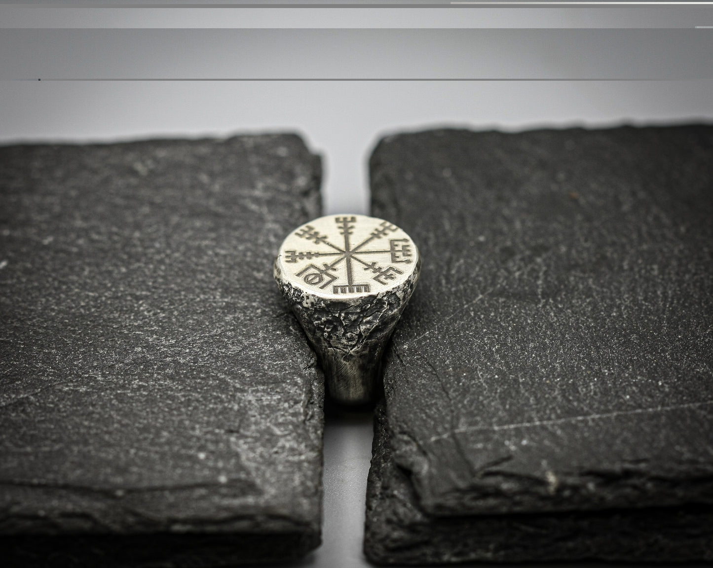 Viking compass Vegvisir silver ring
