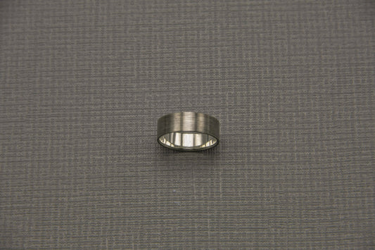 Silver minimalist ring, scratched gunmetal ring, unique wedding band