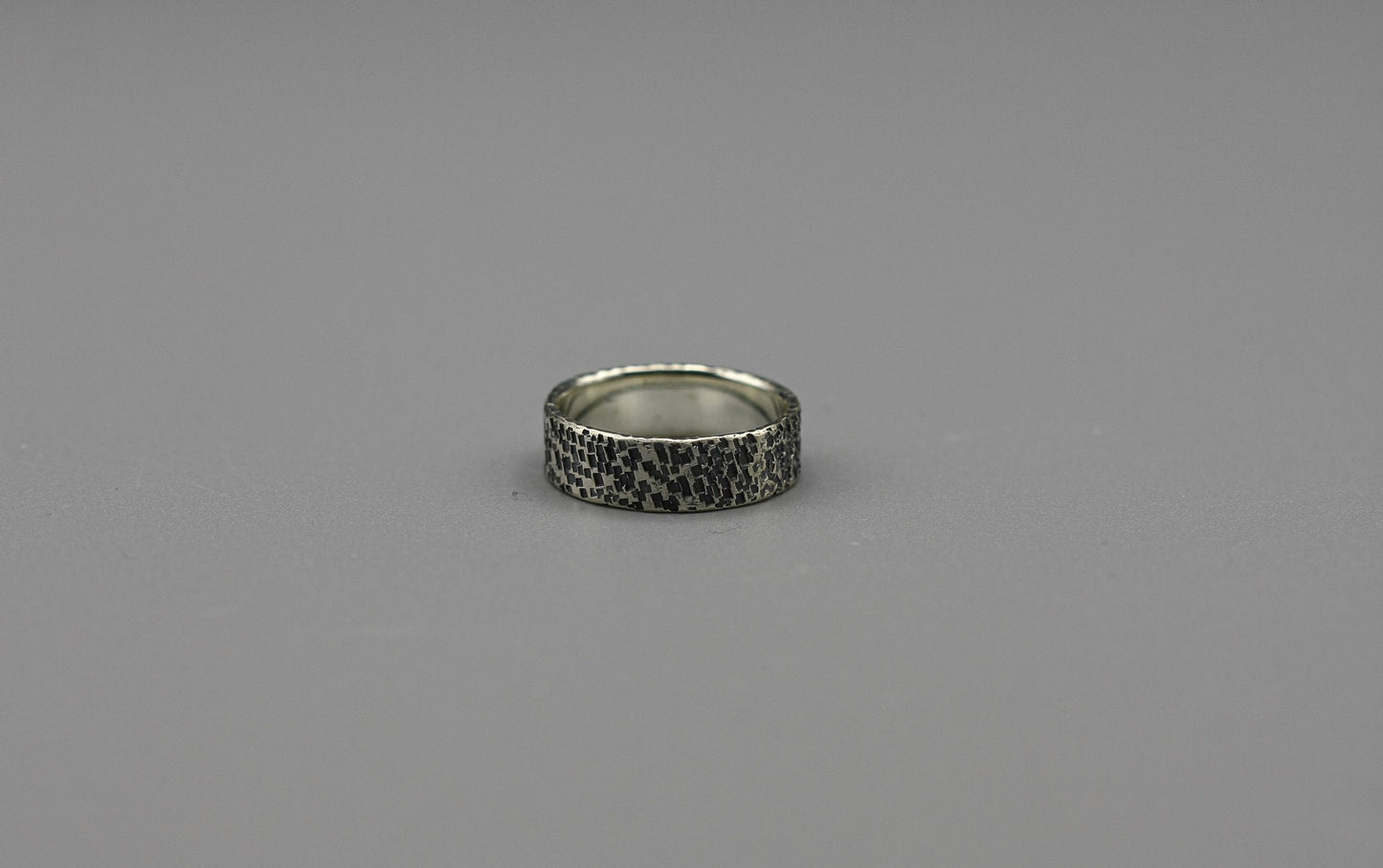 Hammered sterling ring, oxidised silver band, unusual wedding ring