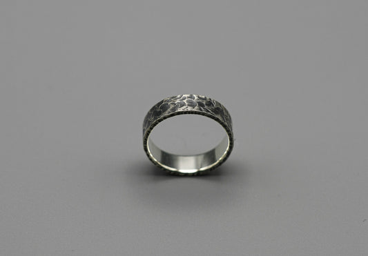 Oxidised ring, celestial style ring, hammered wedding band