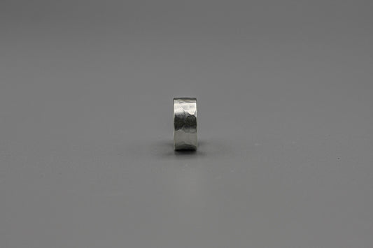 Wide minimalist ring, silver men ring, hammered band