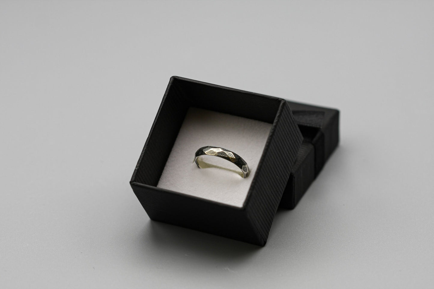 Sterling silver faceted ring, promise silver ring, stacking ring