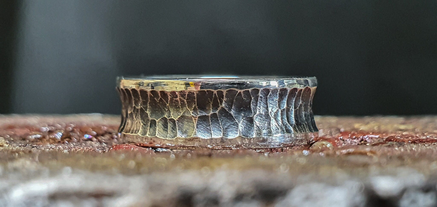 Viking warrior ring, Sterling silver band, hammered textured ring