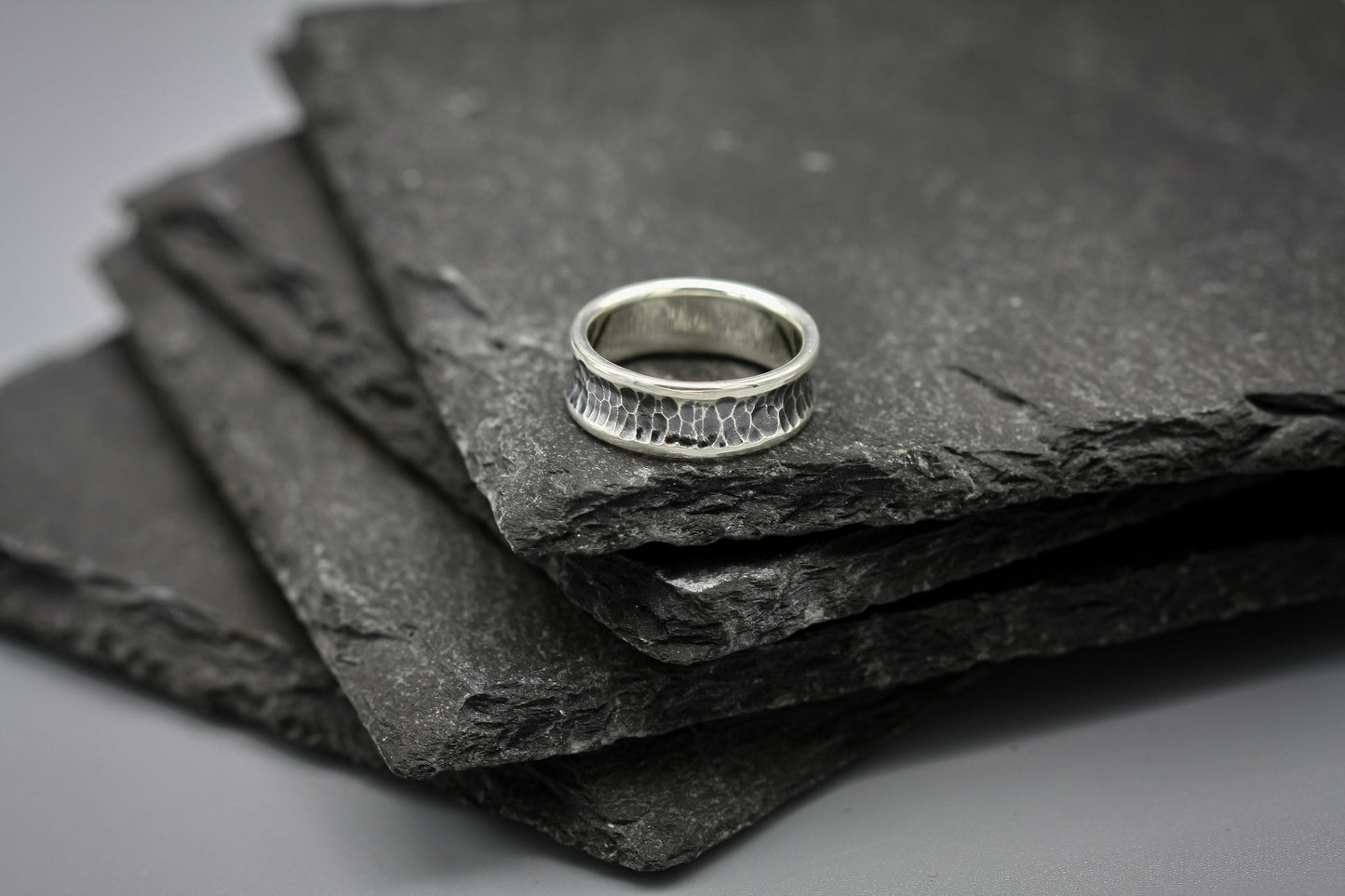 Viking warrior ring, Sterling silver band, hammered textured ring