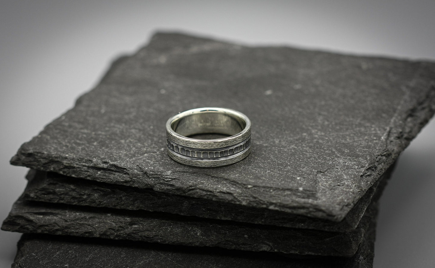 Viking silver ring, Brutalist men ring, Sterling silver band