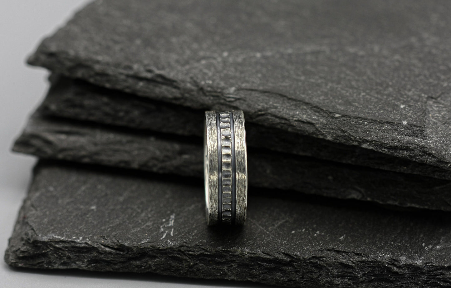 Viking silver ring, Brutalist men ring, Sterling silver band