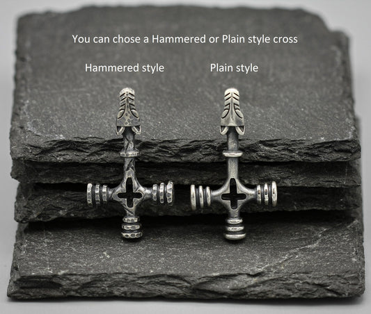 Silver Viking Wolf Cross, Mjölnir Pendant