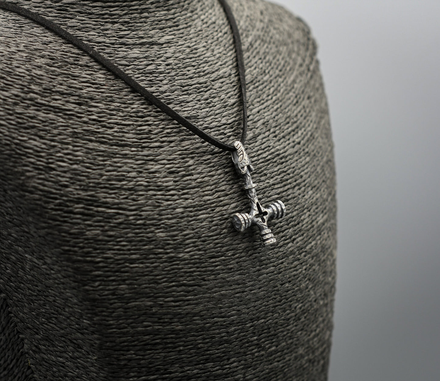 Silver Viking Wolf Cross, Mjölnir Pendant