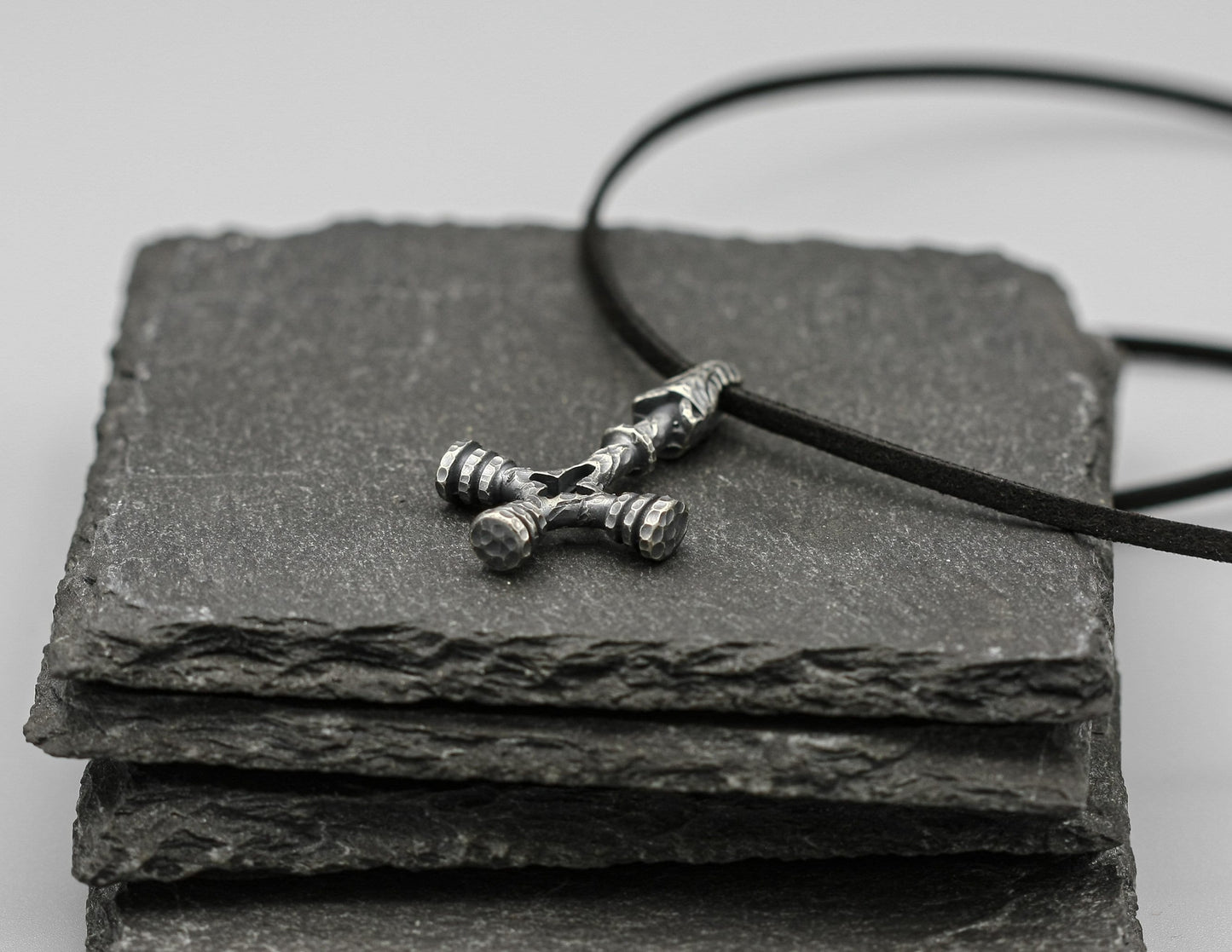 Silver Viking Wolf Cross, Mjölnir Pendant