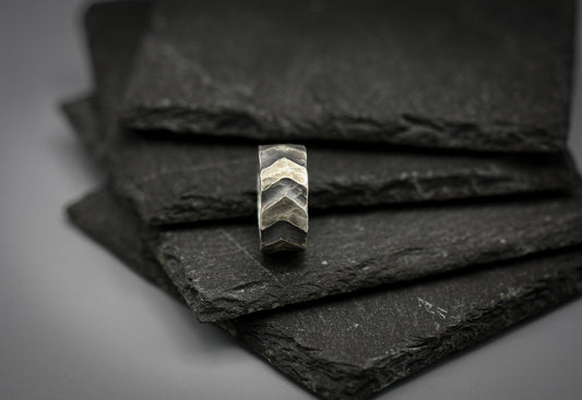 Rough Brutalist silver ring,viking warrior band