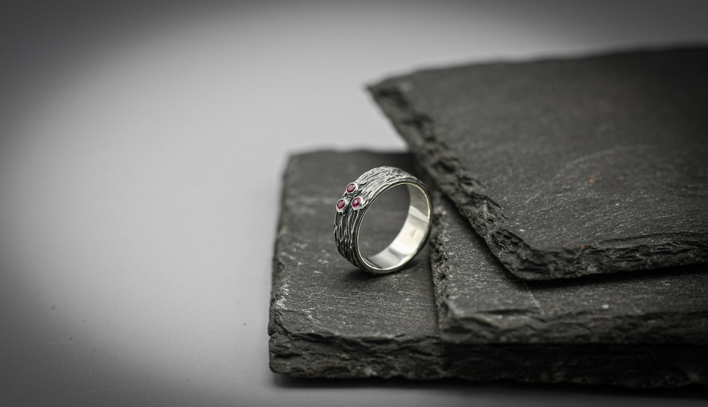Ruby ring,unique sterling silver wedding band