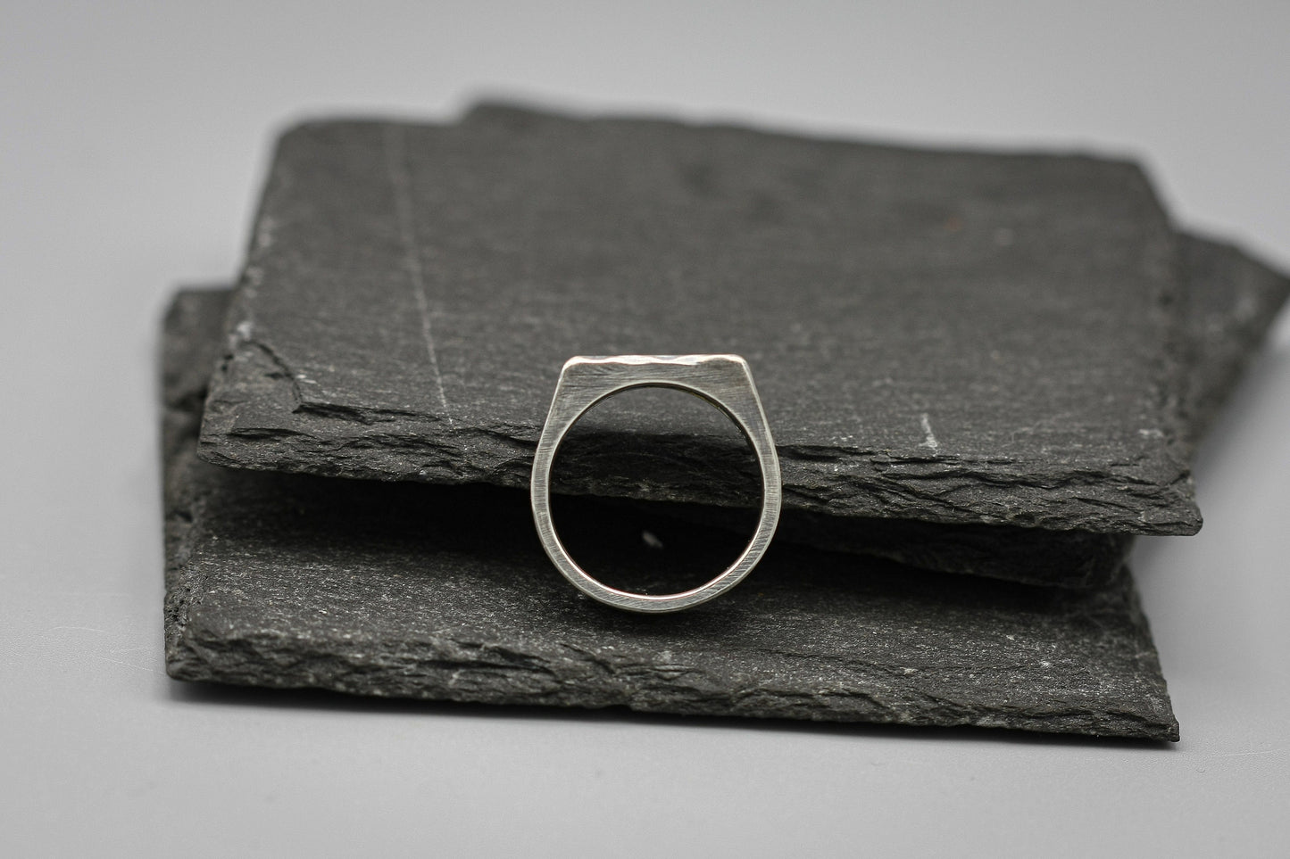 Rough fracture, silver signet ring
