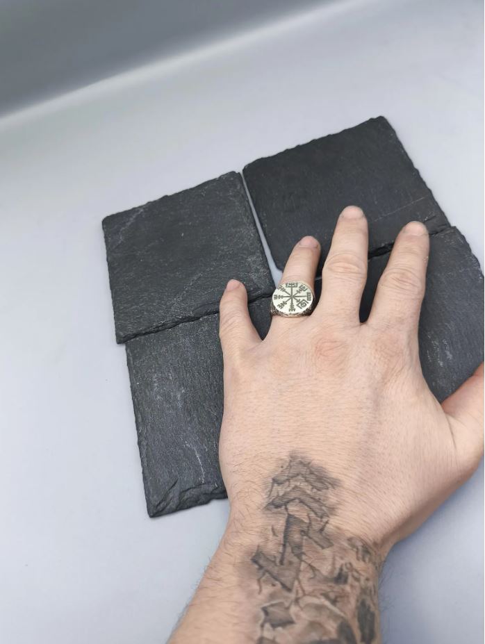 Viking compass Vegvisir silver ring