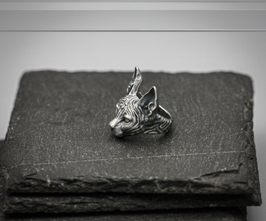 Sterling Silver Sphynx Cat Ring – Unique Handmade Jewelry for Cat Lovers