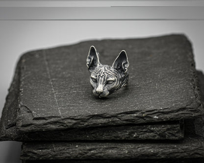 Sterling Silver Sphynx Cat Ring – Unique Handmade Jewelry for Cat Lovers