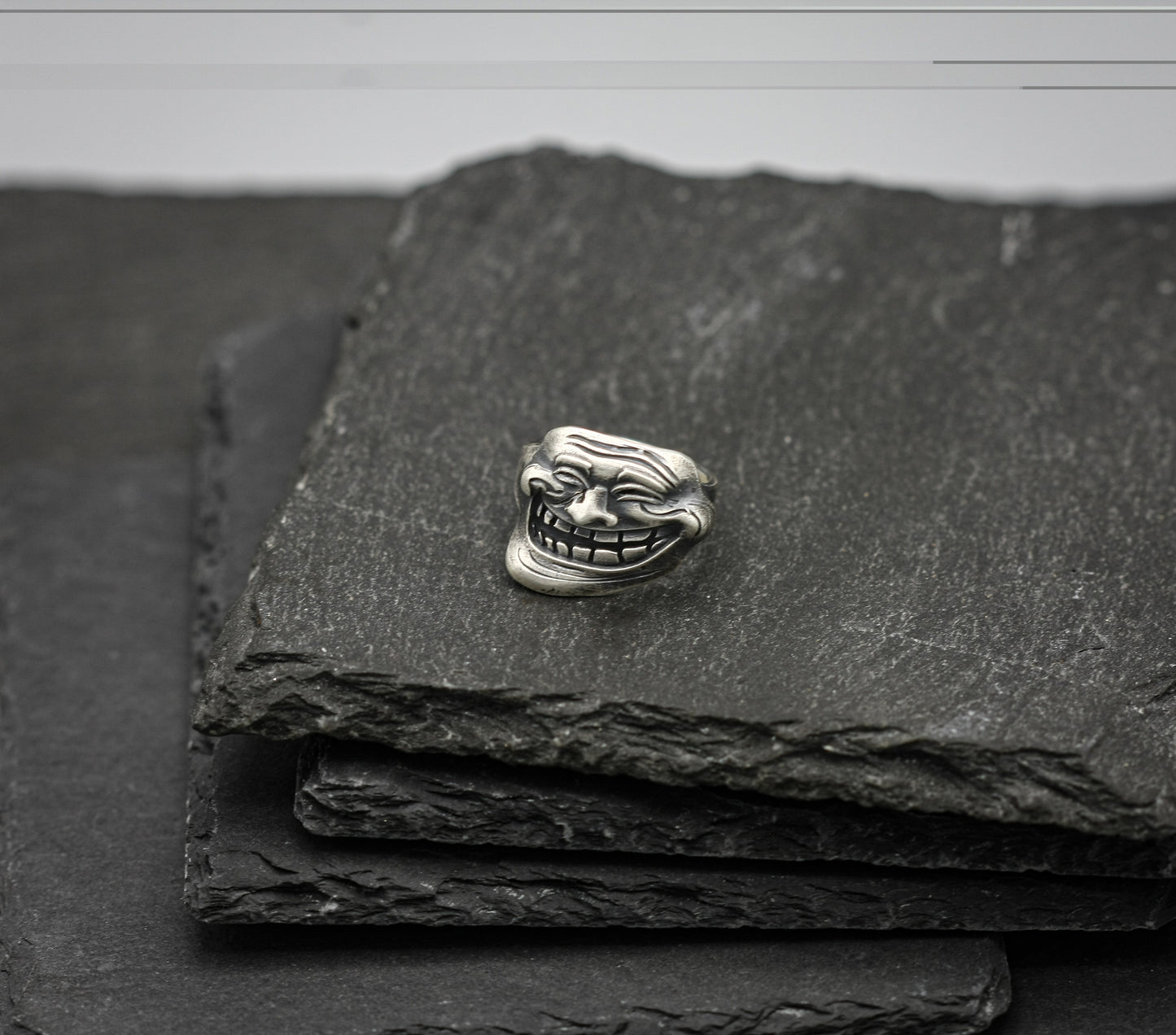 Sterling Silver Trollface Meme Ring