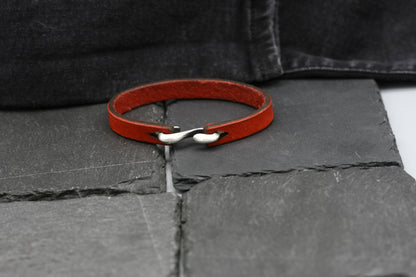 Handmade Leather Bracelet with Sterling Silver S-Hook Clasp | Distressed Unisex Cuff