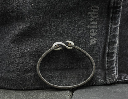 Handmade Leather Bracelet with Sterling Silver S-Hook Clasp | Distressed Unisex Cuff