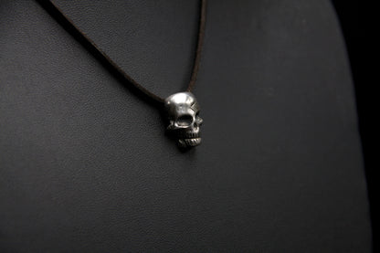 Sterling silver skull pendant, goth skull necklace