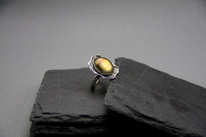 Silver labradorite ring, women statement ring, large ring