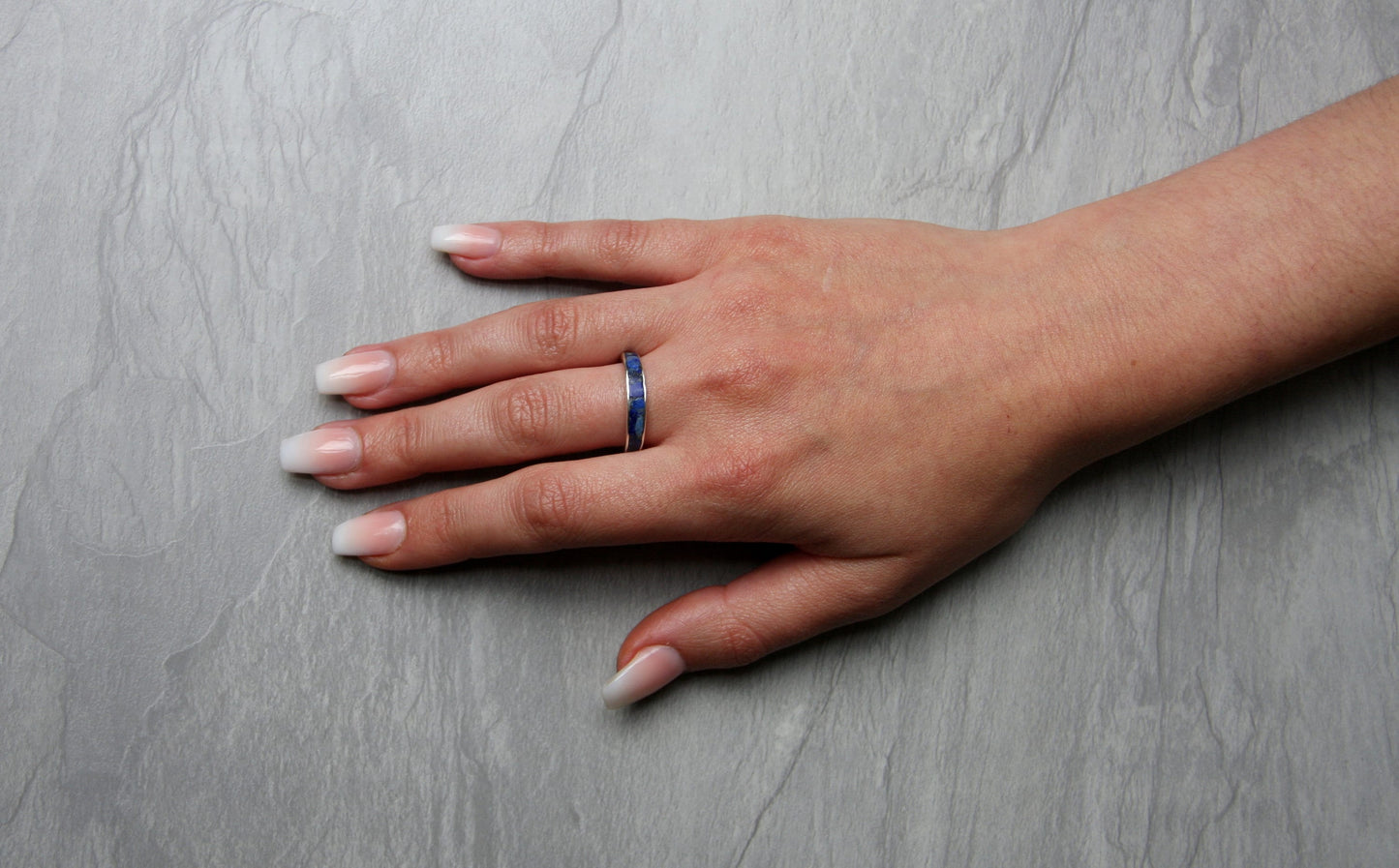 Women ring, Lapis lazuli ring, sterling silver band, stacking ring