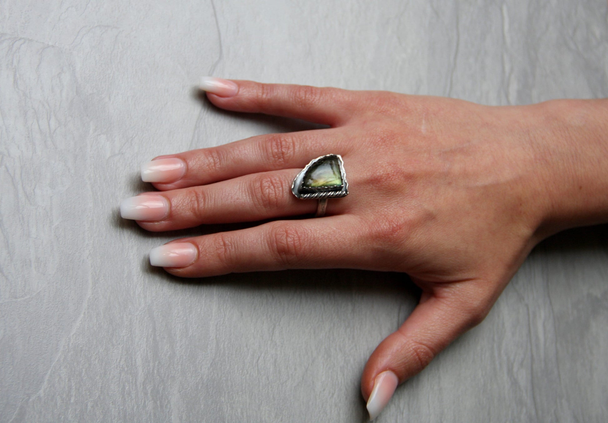 Silver statement ring, labradorite ring, women ring