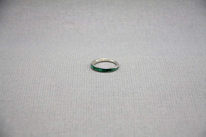 Silver women ring, malachite inlay ring, silver band, stacking ring