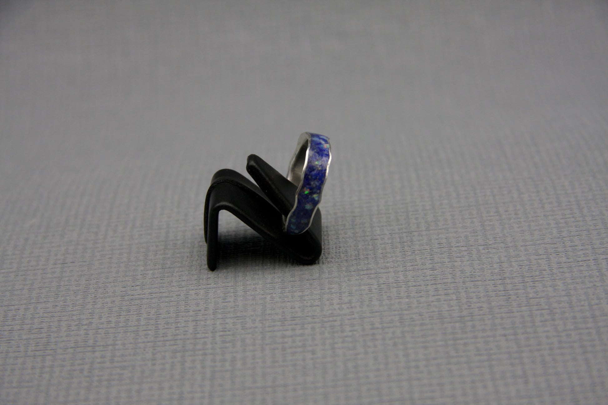 Women ring, Silver Lapis Lazuli ring, crushed opal inlay ring,