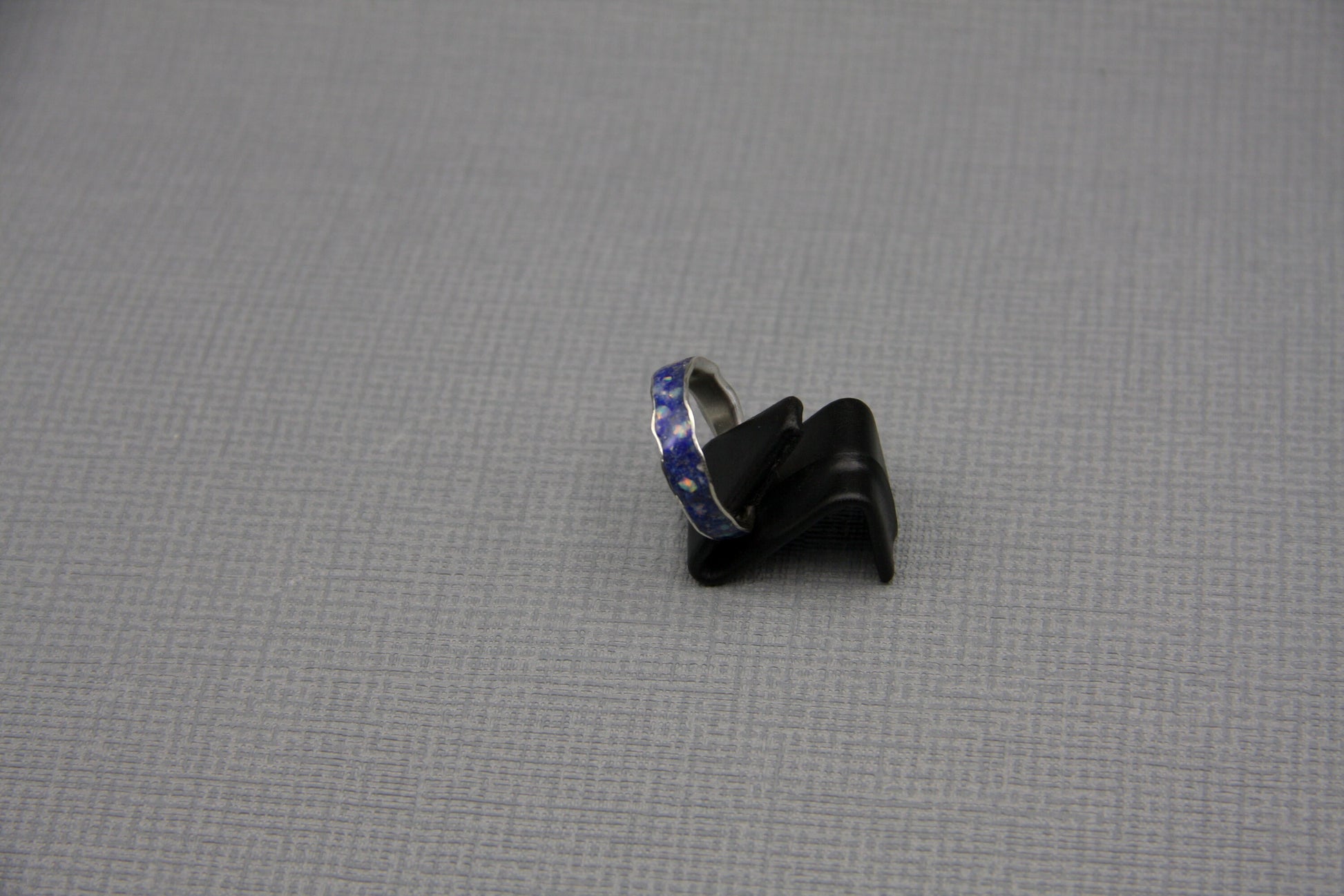 Women ring, Silver Lapis Lazuli ring, crushed opal inlay ring,