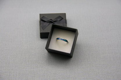 Opal inlay ring, women silver ring, blue opal band