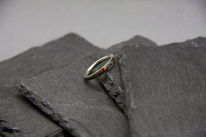 Women opal ring, inlay ring, silver stacking ring