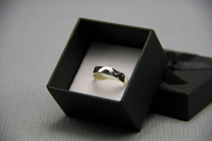 Silver wave ring, sterling band for men, minimalist ring