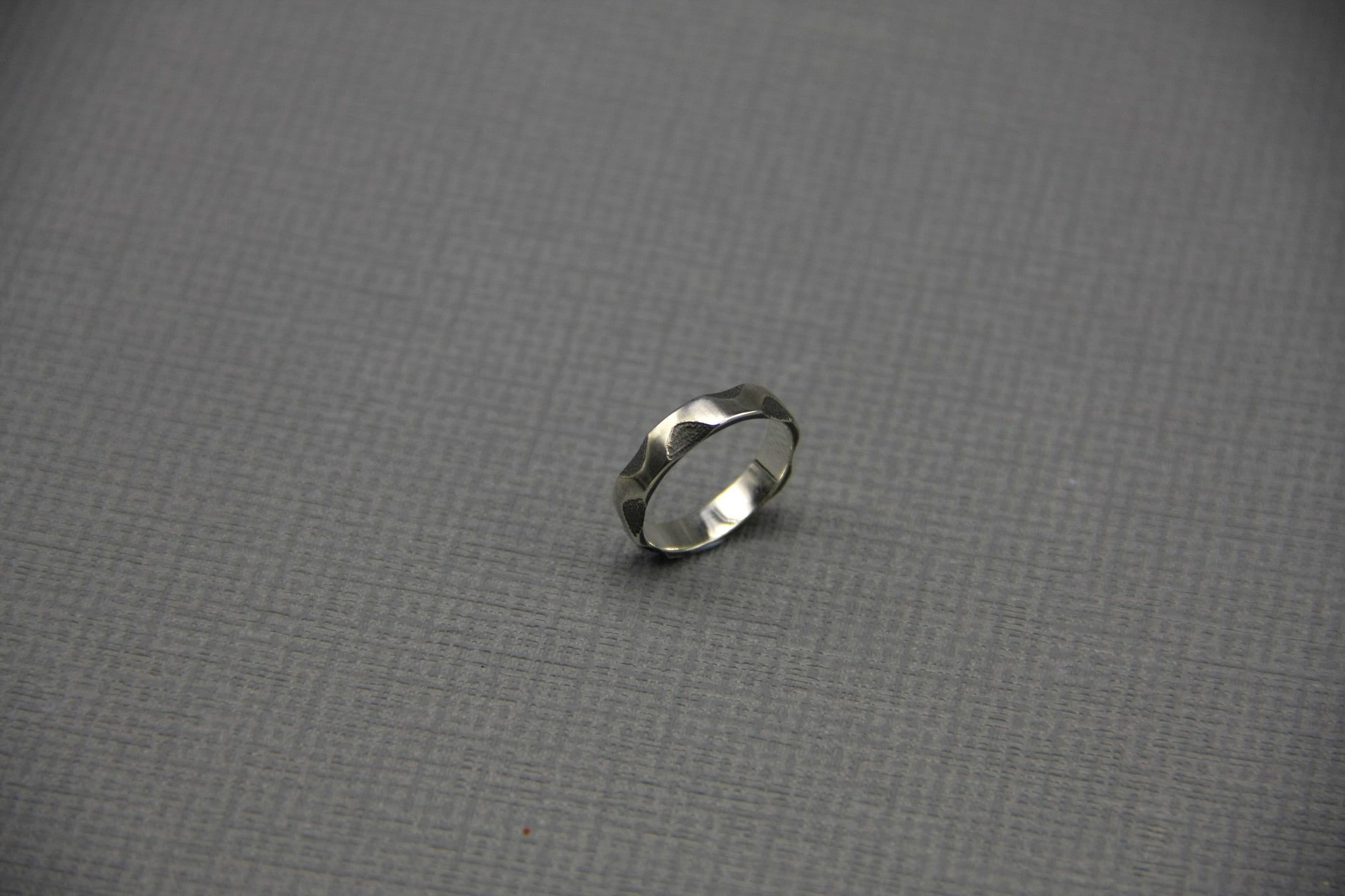 Silver wave ring, sterling band for men, minimalist ring