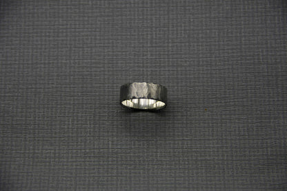 Scratched silver ring, men ring, Distressed band