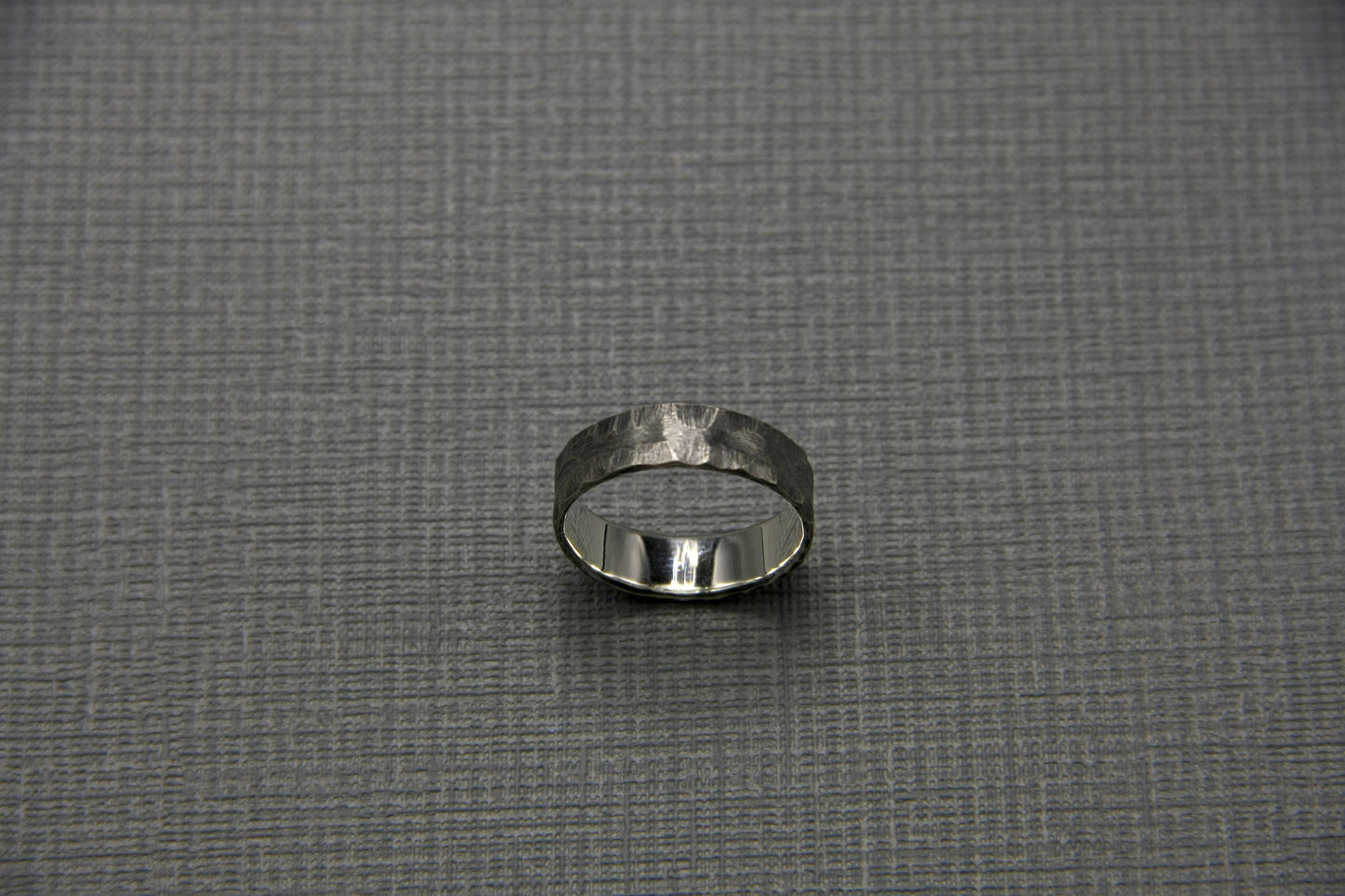 Hammered silver band, oxidised ring for men, unique wedding ring