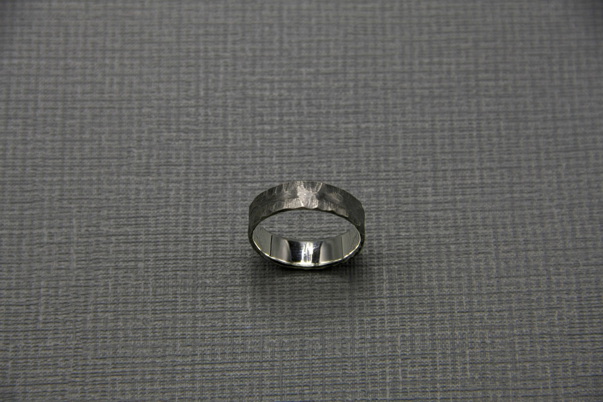 Hammered silver band, oxidised ring for men, unique wedding ring