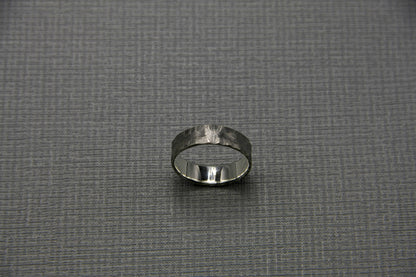 Hammered silver band, oxidised ring for men, unique wedding ring