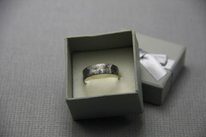 Hammered silver band, oxidised ring for men, unique wedding ring