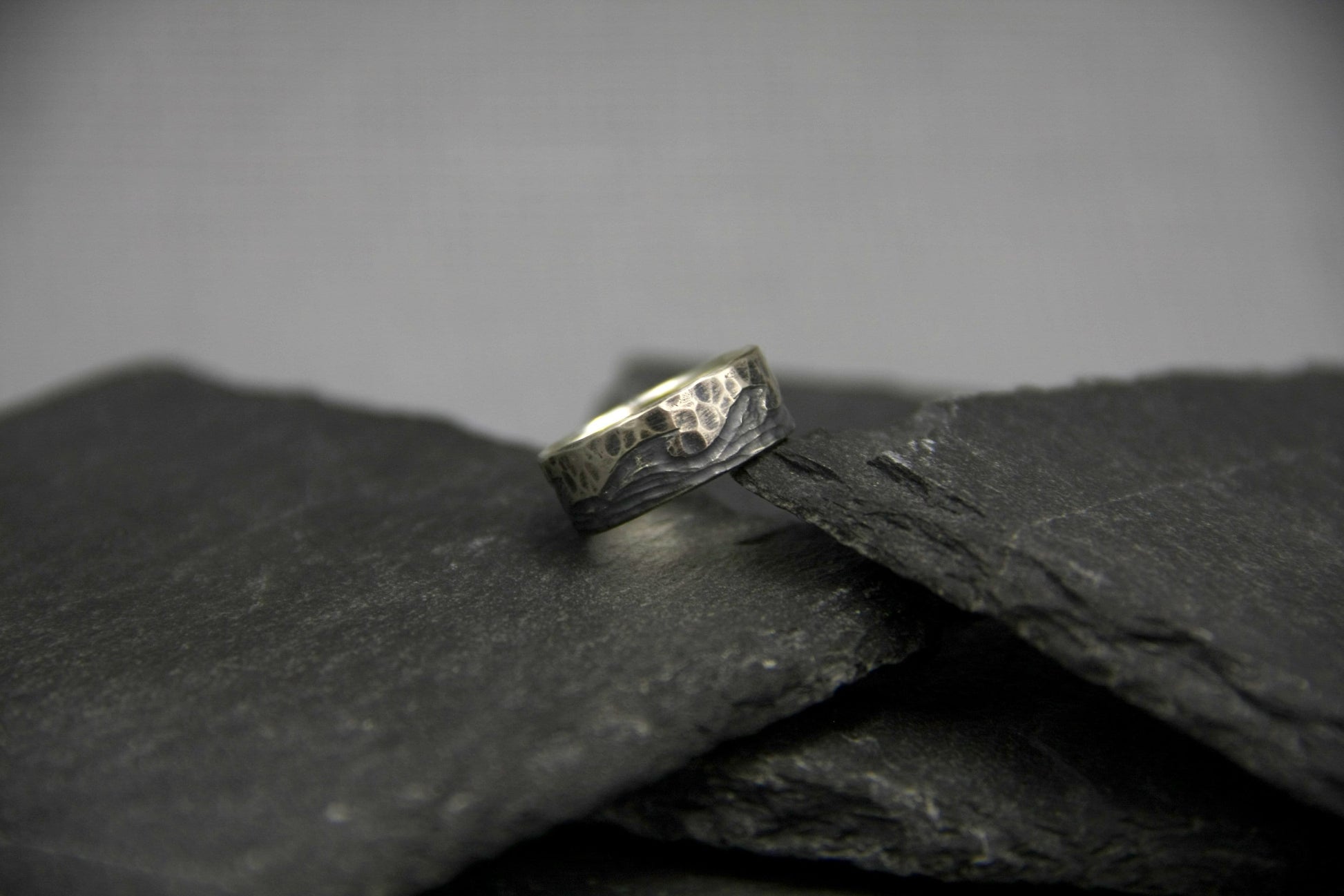 Sterling silver wave ring, carved band, unique wedding ring