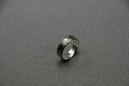 Hammered silver band, oxidised ring for men, unique wedding ring