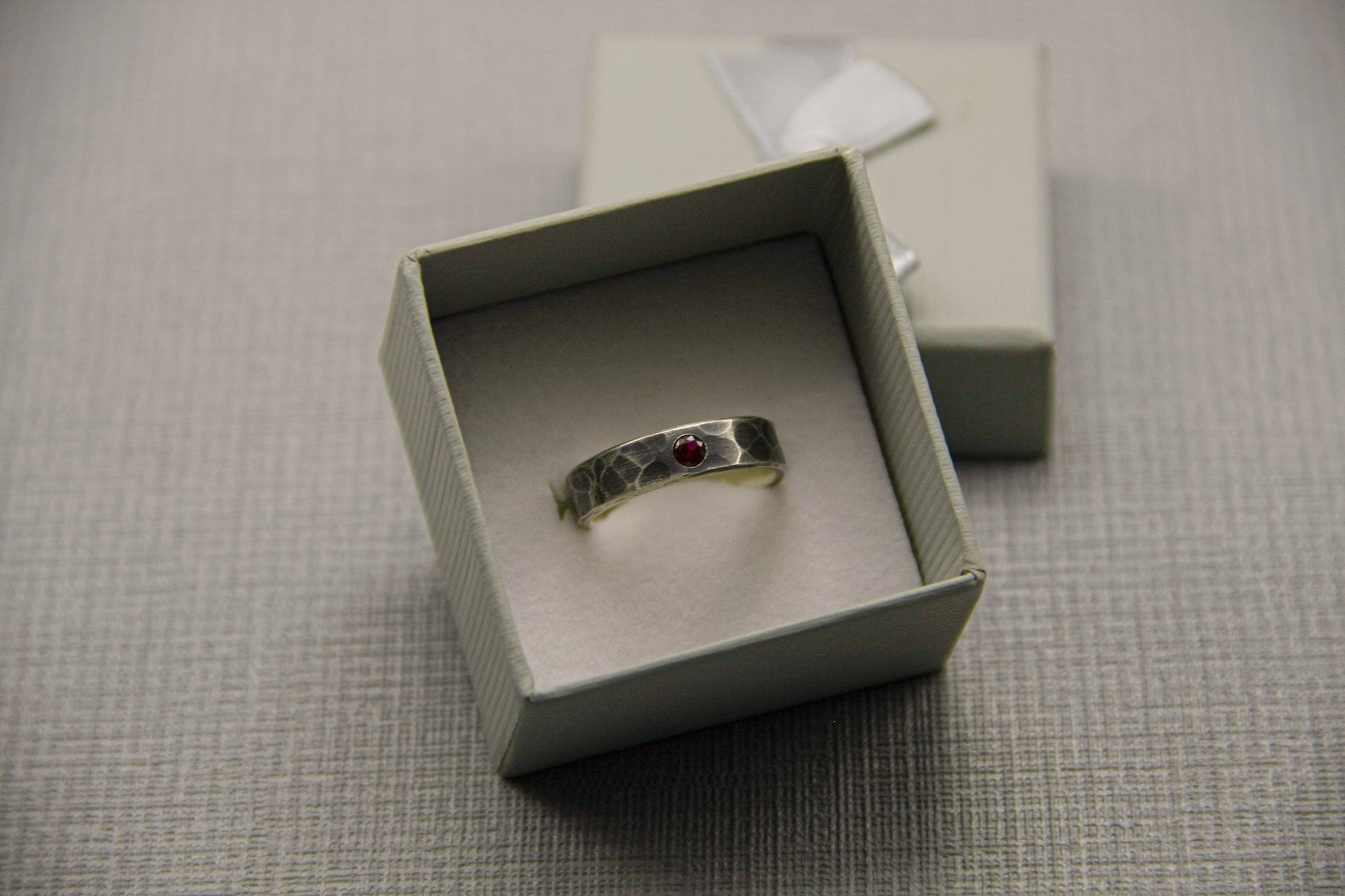 Ruby ring, Sterling silver band, unique engagement ring