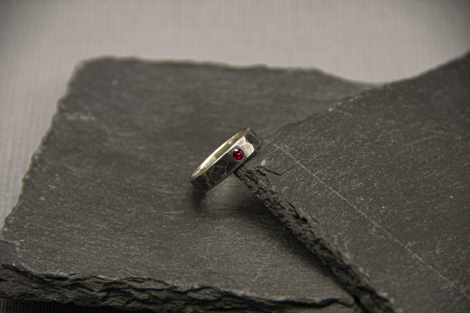 Ruby ring, Sterling silver band, unique engagement ring