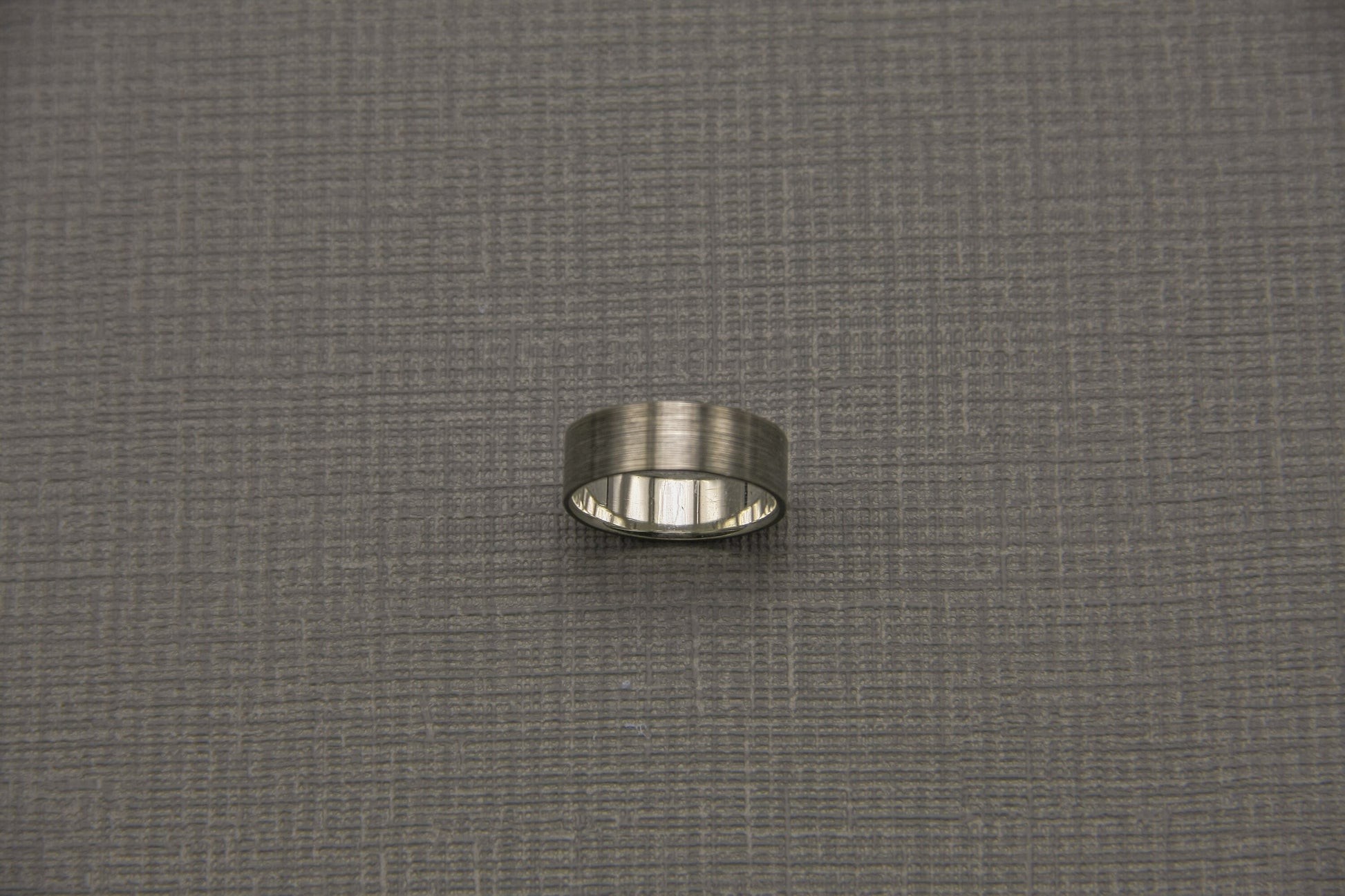 Silver minimalist ring, scratched gunmetal ring, unique wedding band