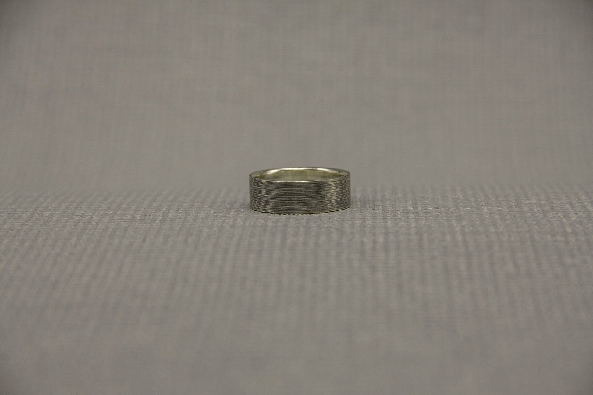 Silver minimalist ring, scratched gunmetal ring, unique wedding band