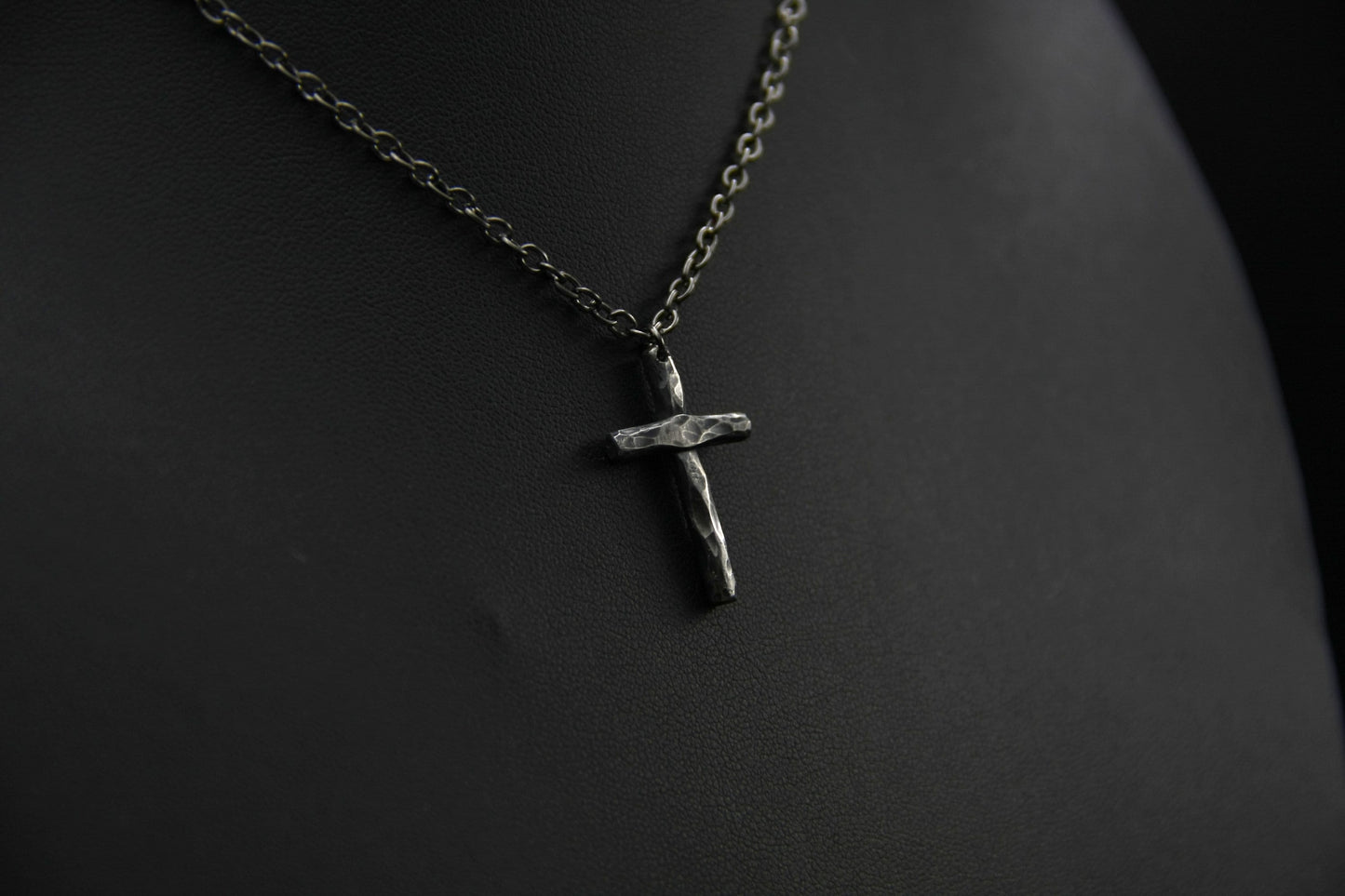 Sterling silver cross, religious pendant, rustic simple cross