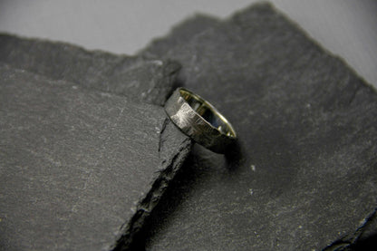 Hammered silver band, oxidised ring for men, unique wedding ring