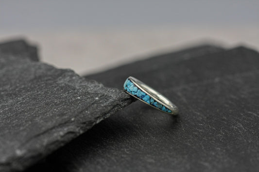 Turquoise inlay ring, Women silver ring,healing jewellery