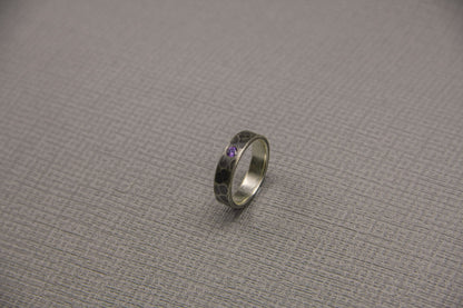 Amethyst band, Sterling silver ring, unique wedding ring