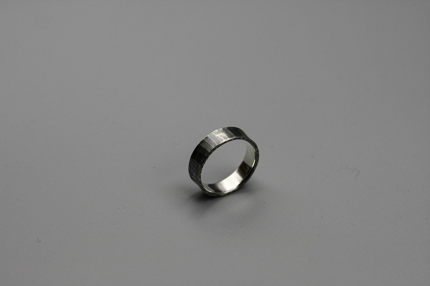 Hammered and oxidised Silver men ring, rustic ring